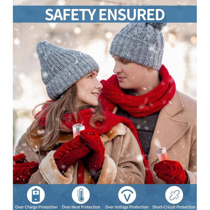 Електричні грілки для рук 5000mAh (2 шт.) - багаторазові, для дітей та дорослих, для активного відпочинку, рожеві