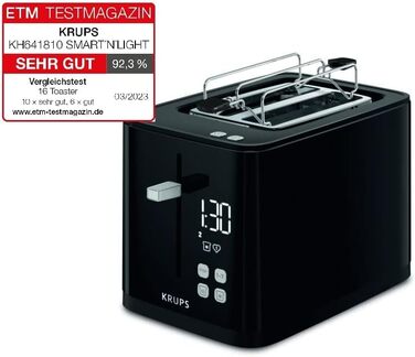 Krups KH641810 Smart'n Light Toaster | 2-Slice Toaster | Digital Display | 7 Browning Levels | Removable Crumb Tray | Countdown Timer | Lift Function | Black