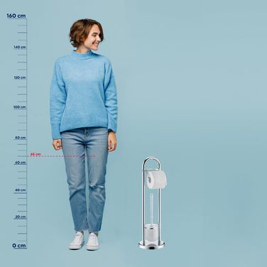 Набір для ванної кімнати Kela з тримачем туалетного паперу та підставкою для щітки 65 см, щітка для туалету з відкритою підставкою Fabio, метал, блискучий сріблястий