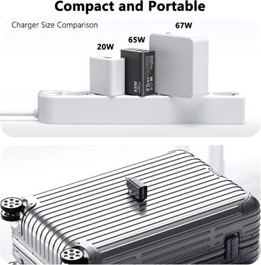 Зарядний пристрій USB-C 65W з кабелем, GaN 4-порти, швидка зарядка для MacBook, iPad, iPhone 15/16 Pro Max, Samsung Galaxy S23/S24 (2м USB-C - USB-C, чорний)