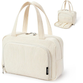 Косметичка жіноча Kalidi з багатьма відділеннями та слотом для пензлів, велика сумка для макіяжу, органайзер для косметики, валізка, темно-зелений (бежевий)