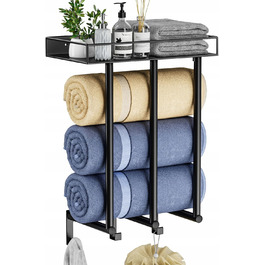 Настінний рушниківець для ванної кімнати з поличкою