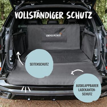 Захист для багажника автомобіля від бруду та подряпин для собак Rudelkönig - Водовідштовхувальна та зносостійка підстилка з кишенею - Універсальний килимок для багажника для собак (Чорний, Базовий)