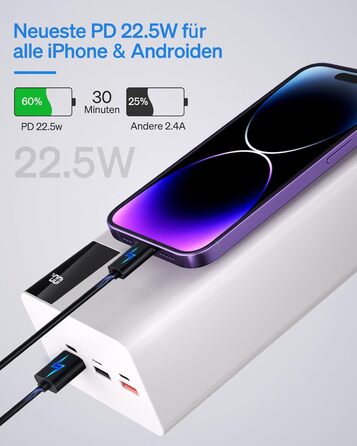 Power Bank 50000mAh: Портативний зарядний пристрій з ліхтариком та великою ємністю - 2×25000mAh