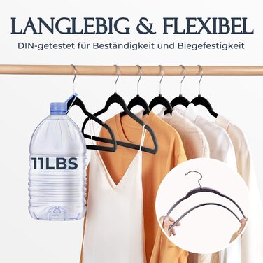 Плечики для одягу з оксамиту, 20 шт. - Плечики для економії місця, нековзні, міцні, 360° обертання - для сорочок, костюмів, светрів, штанів, 20 шт. (Чорний, 50 шт.)