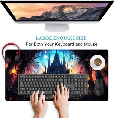 Килимок для миші Moon Mushroom Gaming з принтом Magic Castle Cat, XXL 80x40 см