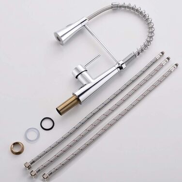 Кухонний змішувач TIMACO з поворотним гусаком 360° з нержавіючої сталі, з покриттям під хром (для низького тиску)