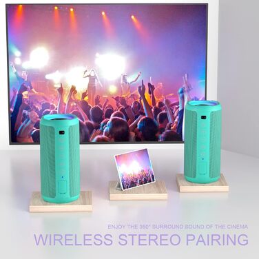 Портативна Bluetooth колонка Ortizan з RGB підсвічуванням, IPX7 водостійкість, 30 годин роботи, Bass Boost, TWS, AUX, TF картка, мікрофон (BLUE-GREEN)