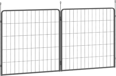 PawHut Розширювальні панелі для вольєру для собак (2 шт.), 80 x 80 см, сталевий загородження для цуценят та собак середніх розмірів, сірий