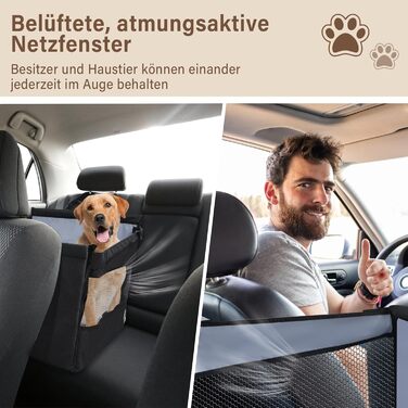 Автокрісло для собак - водовідштовхувальне автокрісло для маленьких та середніх собак з сітчастим вікном та ременем безпеки - складаний кошик для собак в авто для будь-якого розміру (Чорний)