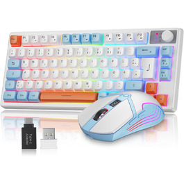 Кабельний комплект клавіатури та миші QWERTZ DE: ігрова клавіатура з регулятором гучності та RGB миша з індикатором заряду, для PC, Mac, Xbox, PS5