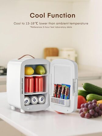 Міні-холодильник FOHERE 10л для косметики та напоїв, 12V/220V, білий - для спальні, офісу, авто