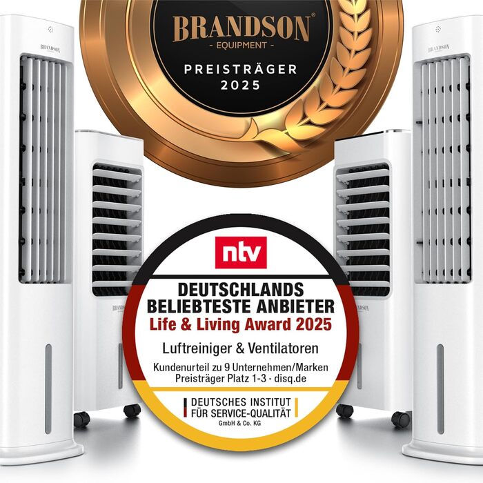 Турбовентилятор з водяним охолодженням Brandson - преміум якість, 5 в 1, тихий, 4.6L, без шлангів, білий