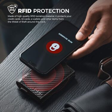 Кредитне портмоне VULKIT з двома віконцями для ID, RFID-захистом, автоматичний висувний механізм, шкіряне, чорний колір
