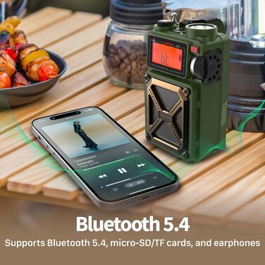 Радіо на сонячній батареї FosPower D9 з ліхтариком, AM/FM/WB, Power Bank 4000 mAh - Темно-зелений