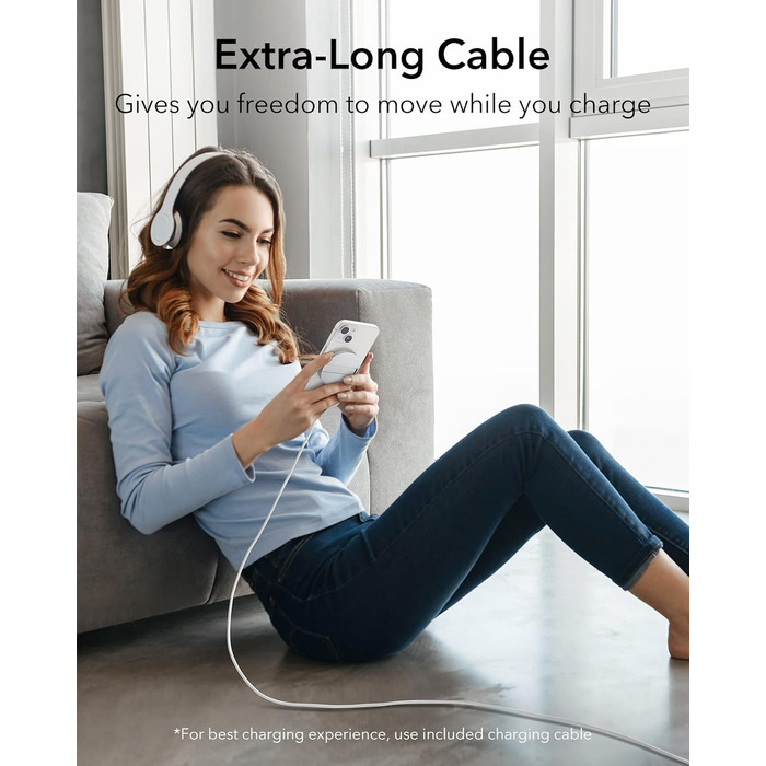 Бездротовий зарядний пристрій ESR MagSafe з підставкою для iPhone 17/16/16 Pro/16 Pro Max/15/14/13, AirPods 4/3/2 Pro, з кабелем 1.5м, білий (без адаптера живлення)