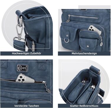 Сумка жіноча KL928 через плече, велика, PU шкіра, чорно-сіра з багатьма відділеннями