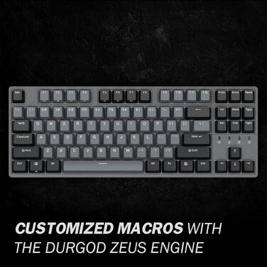 Механічна клавіатура DURGOD Taurus K320 TKL | 87 клавіш | USB-C | PBT кейкапи | Програмовані клавіші | NKRO | Windows & Mac (Space Grey, Cherry Clear)