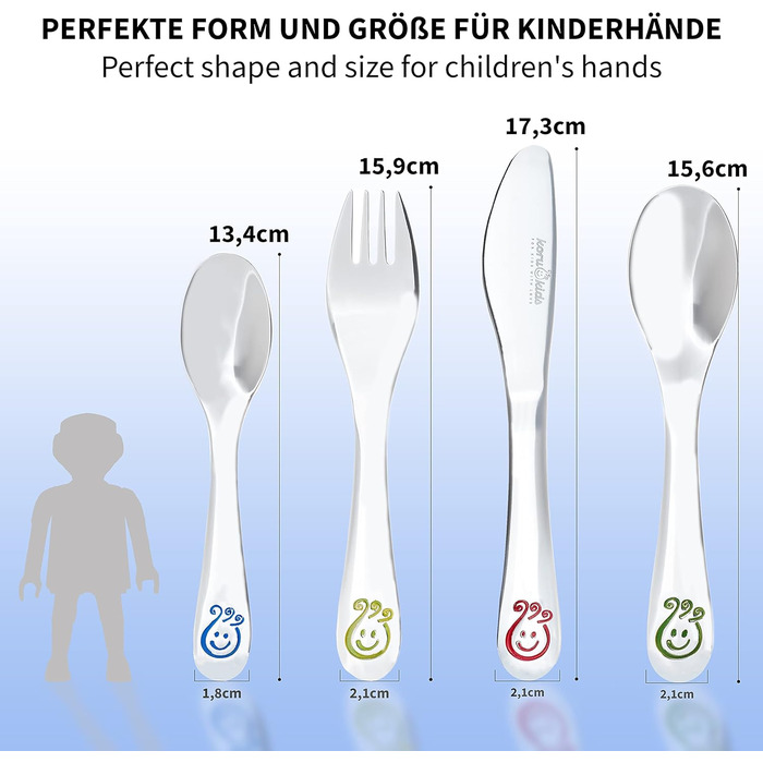 Набір дитячого столового прибору Koru Kids® Kinderbesteck (4 шт.) з нержавіючої сталі, для дітей від 3 років