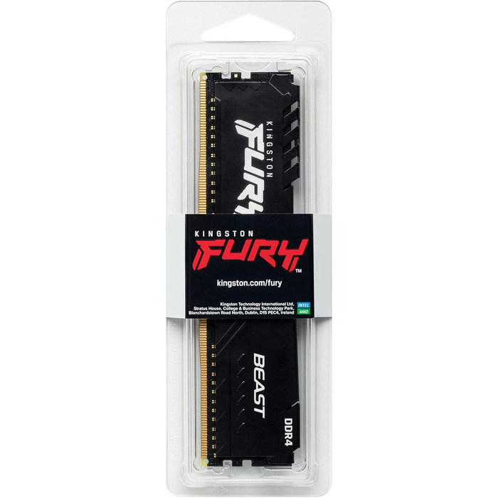 Kingston FURY Beast DDR4 32GB (2x16GB) CL18 Комплект оперативної пам'яті для ПК, 3600MHz