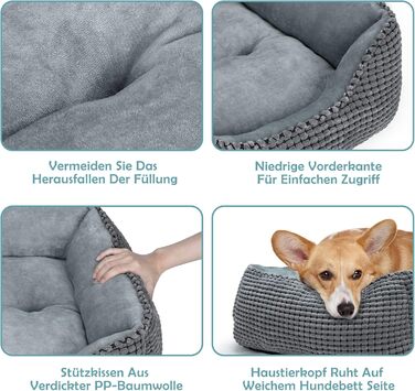 JOEJOY Dog Bed, Medium-Sized Dogs, Washable Dog Basket, Fluffy, Non-Slip Plush Dog Bed, 63x53x20cm, Dog Beds for Small and Medium Dogs and Cats