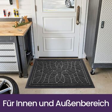 Килимок для дому та вулиці DEXI, 60 x 90 см, антиковзаючі, миючий, вологостійкий, сірий