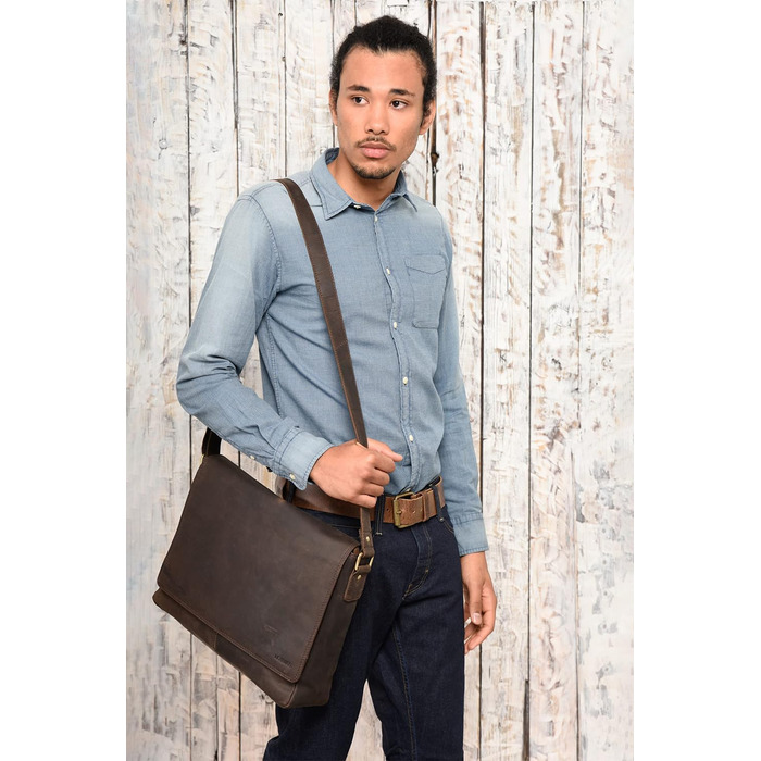 LEABAGS Латтоп-сумка Оксфорд з натуральної шкіри 15 дюймів - Месенджер, робоча сумка, 38x31x10 см, Коричневий