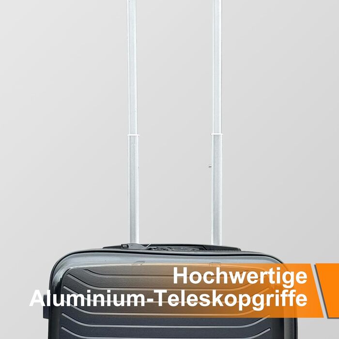 Чемодан Ribelli Handgepäck, 70L, з жорстким корпусом, на 4 колесах, з TSA-замком, телескопічний ручка, L-XL-XXL комплект (03201-чорний, L (50л))