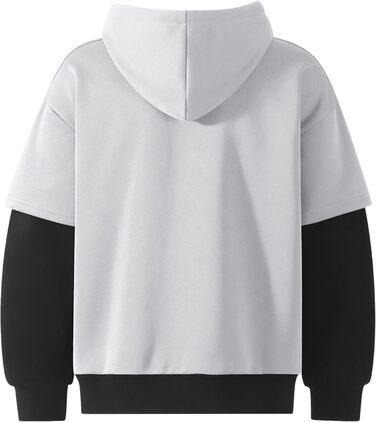 Чоловіча толстовка з капюшоном RUIZEHONG з блискавкою, блоковий колір, з кишенями, повсякденна, біло-чорна, розмір XL