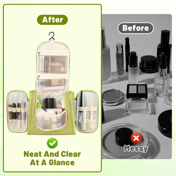 Чоловіча дорожня косметичка з гачком, зелена. Дорожня сумочка для гігієнічних засобів для чоловіків та жінок