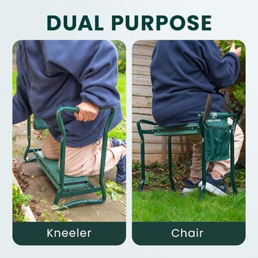 Green Haven Robuster Garden Knee Pad with Handles and Tool Pouch, Versatile, Foldable, EVA Foam, Padded Knee Stool, Lightweight Knee Pad for Gardening, Portable