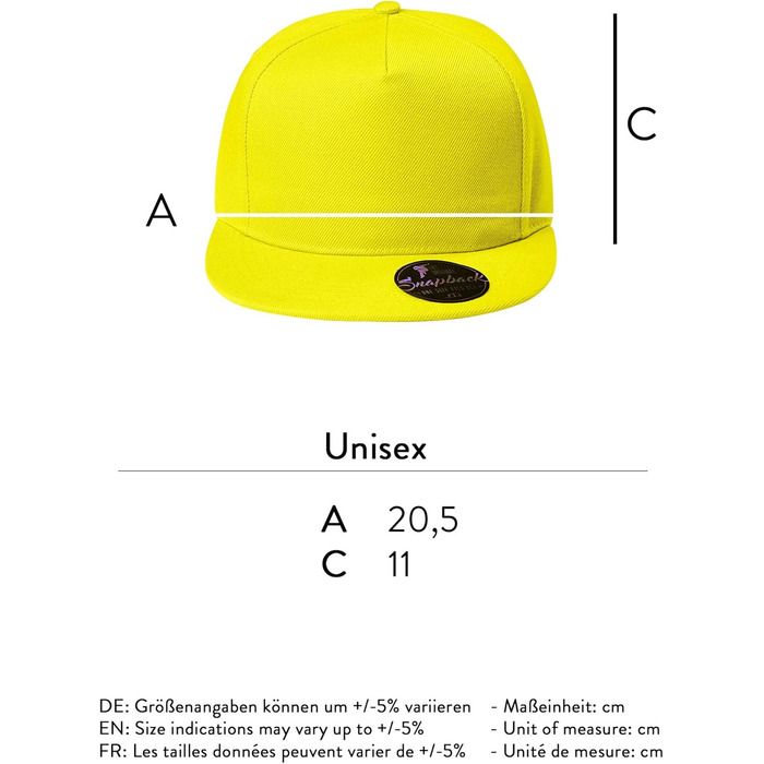 Кепка бейсболка унісекс Cap Unisex - чоловіча кепка Snapback, жовта, універсальний розмір