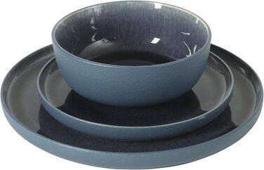 Сервіз столовий Gibson Elite Northrock Steingut 16-частинний для 4 осіб (12 предметів) - Білий з ручним розписом, основа з теракоти