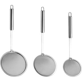 Набір з 3 шт. кельїв для зняття піни з нержавіючої сталі, високоякісні, фільтрувальні ложки, сито з дрібною сіткою, набір для кухні, 3 розміри, для зняття жиру та піни