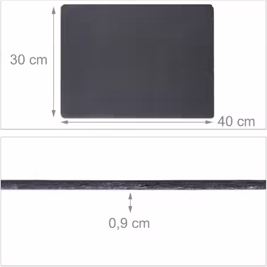 Relaxdays Set of 24 Slate Plates, Large Serving Plates Made of Slate, for Serving & Labeling, 30x40 cm, Anthracite