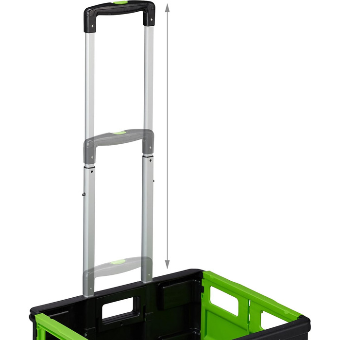 Relaxdays Folding Shopping Trolley, Telescopic Handle, 2 Rubber Wheels, Up to 35 kg, Shopping Trolley, Aluminium, ABS, Shopping Trolleys 98 x 45.5 x 37 cm (Green)
