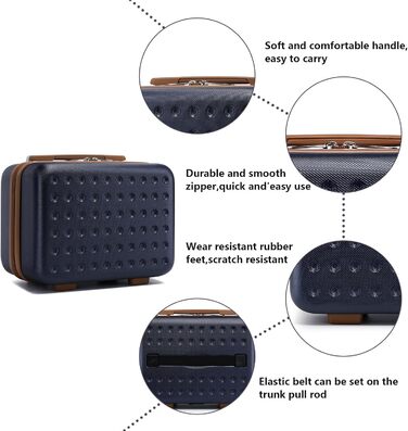 Валіза-тележка KONO з жорстким корпусом, 76x50x31 см, білий (блакитний, косметичка)