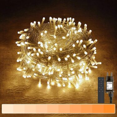 Гірлянда світлодіодна Gresonic 200 LED, струмопровідна, для декору, тепле світло, 9 режимів, з пультом дистанційного керування, для дому та саду