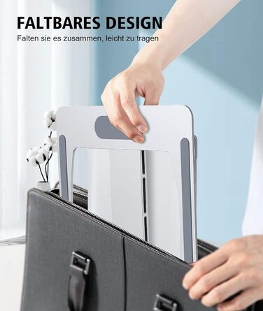 Підставка для ноутбука Glangeh, регульована по висоті, ергономічна, портативна, для столу, складана, з алюмінію, сумісна з MacBook Air/Pro (10–16 дюймів), срібна