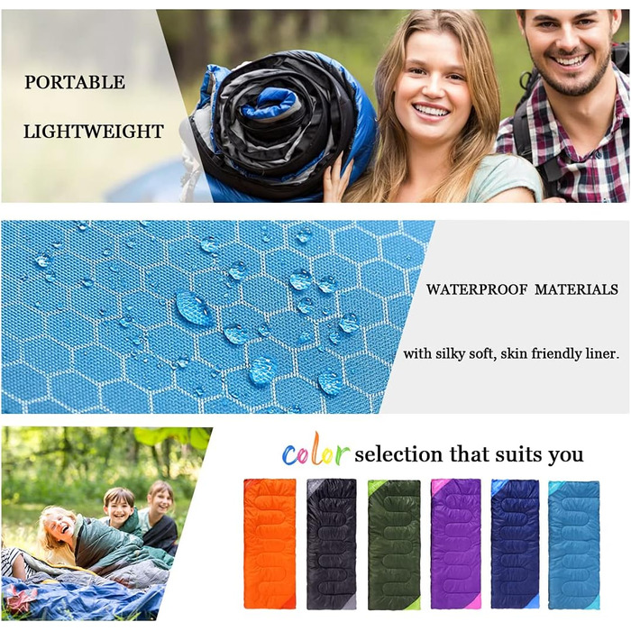 Сплячий мішок для дорослих та дітей – легкий, водонепроникний, зручний для весни, літа, осені – піший туризм, подорожі, кемпінг, темно-оранжевий