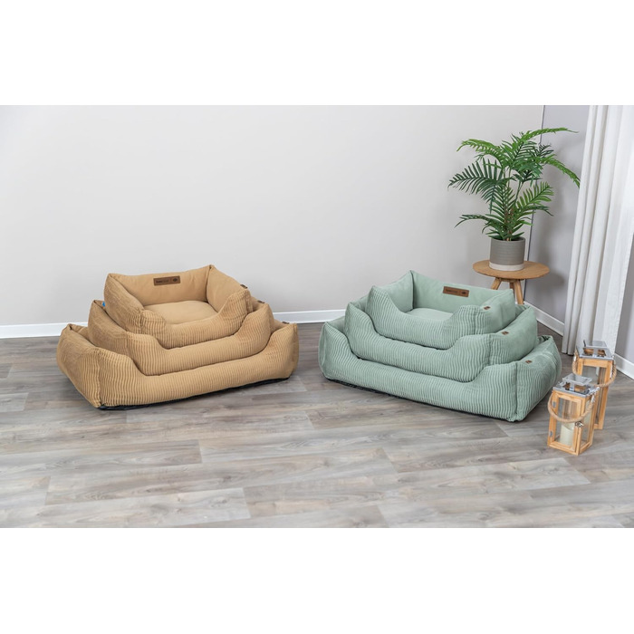 Тріксі лежанка для собак Марлі, 80 x 60 см, салатовий колір – зручна лежанка для середніх собак з якісного бавовняного покриття Canvas, м'яка та пральна – 37691 Salbei L 80 x B 60 x H 23 cm