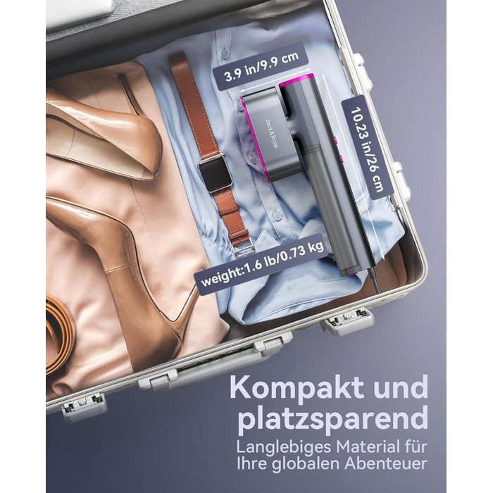 Портативний відпарювач для одягу 2-в-1 з регулюванням напруги 100-240V. Зелений (сірий). 1000W. Для подорожей