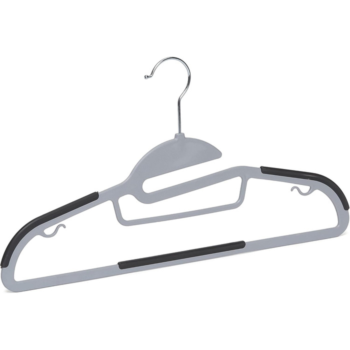 Amazon Basics Plastic Hangers, Rubber-Coated, Color: Black, Purple, 50-Piece
