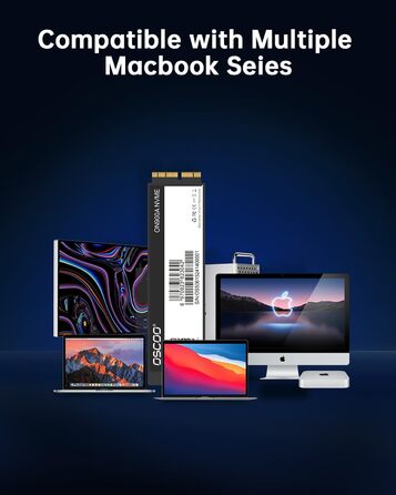 SSD 2TB NVMe PCIe Gen3.0x4 для Mac (2013-2018) - Швидкість до 2000 МБ/с читання, 1600 МБ/с запису