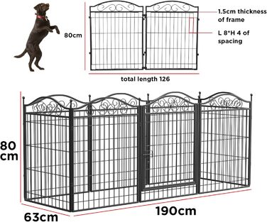 Летіжне полотно BingoPaw XXL для цуценят: міцний металевий забіг для собак, кроликів, котів, хом'яків (8 частин, 80 см)