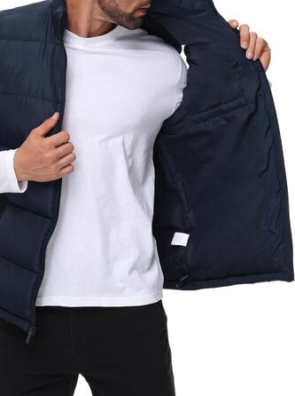 Чоловіча пухова жилетка, водовідштовхуюча, без рукавів, зі стійким коміром, на блискавці, зимова, теплий верхній одяг (XXL, темно-синій)