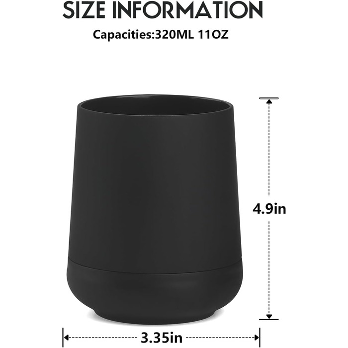 Matte black toothbrush holder for bathroom with silicone boot, modern toothbrush and toothpaste holder for bathroom organizer (black)