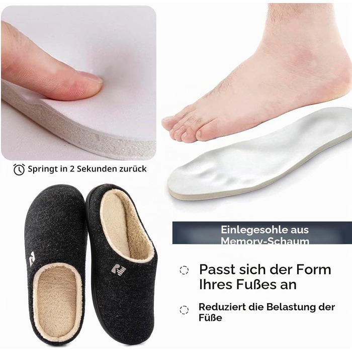 Чоловічі домашні капці RockDove з підкладкою Sherpa та ефектом пам'яті Memory Foam, чорні, розмір 42/43 EU