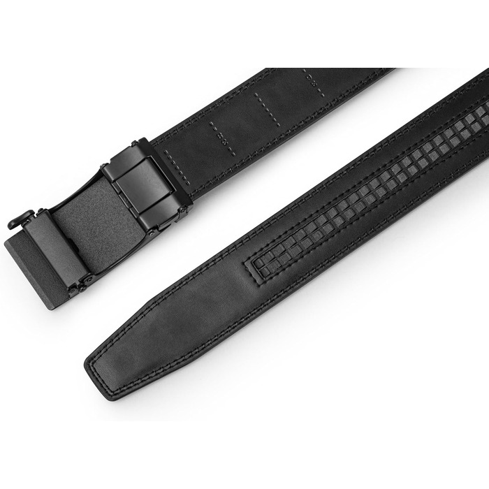 Чоловічий шкіряний ремінь на пряжці, ширина 35 мм, чорний, 125 см, підходить для об'єму талії 92-107 см. Ідеально для костюма, бізнесу та джинсів.