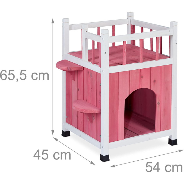Кіт-будинок Relaxdays з тканини, червоно-білий, 71.5 x 62.5 x 44 см, 2 входи, складаний